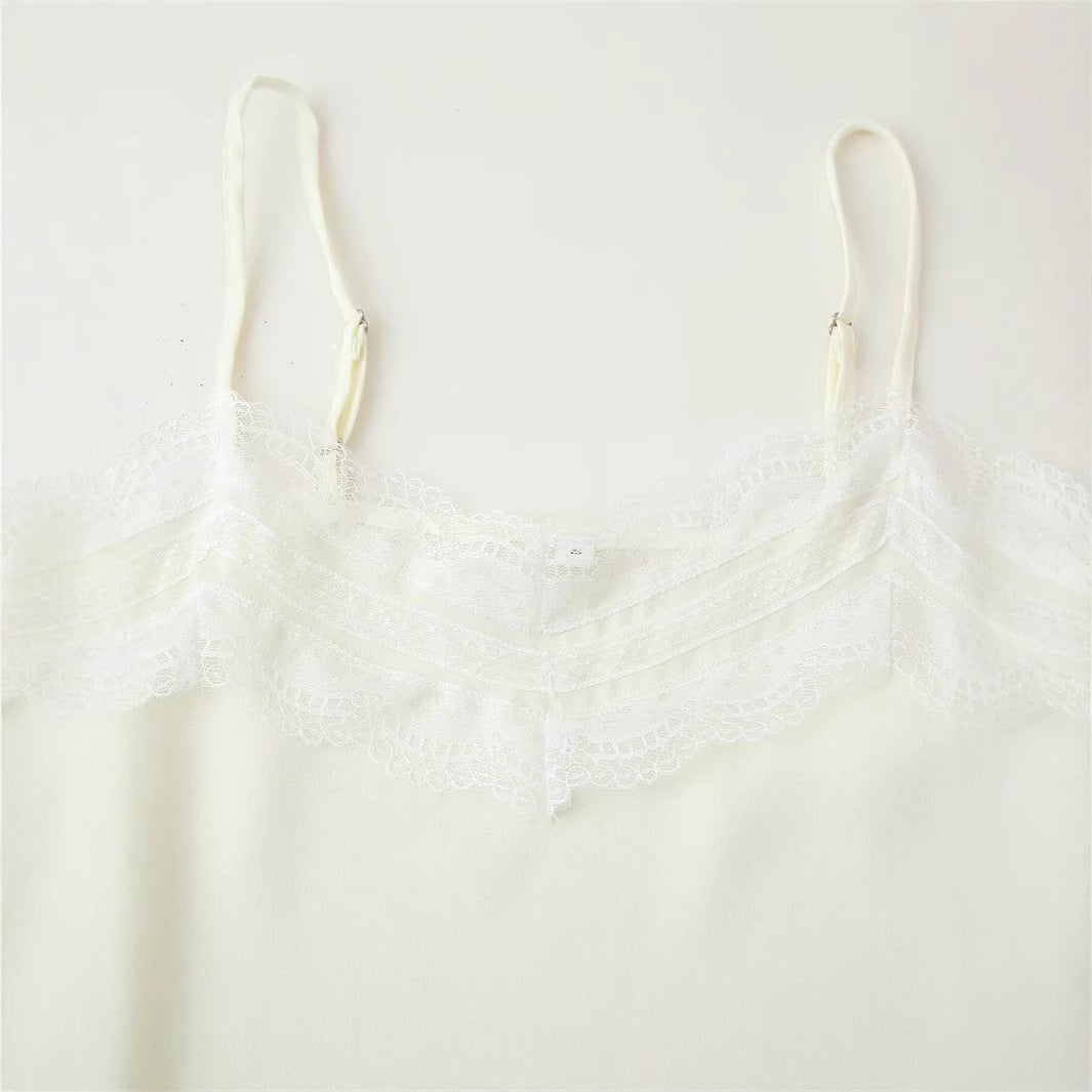 Fashionable and Sexy Lace Splicing Slit Strapless Dress