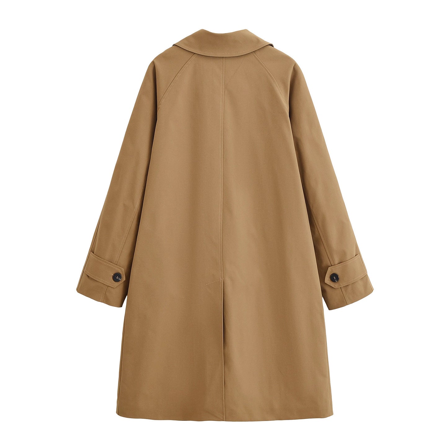 Mittellanger, einfarbiger Trenchcoat mit Stehkragen für Damen