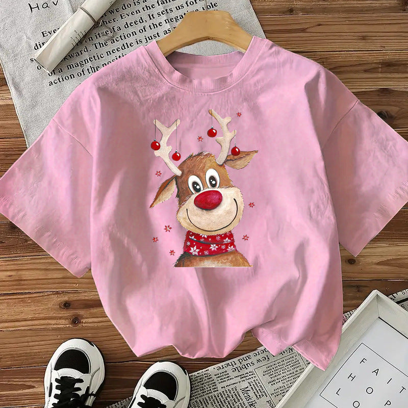 Modische Stil Kurzarm Baumwolle frauen Top Amerikanischen Weihnachten Neue Ankunft