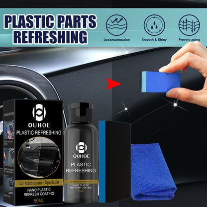 OUHOE Car Plastic Dashboard Refurbisher (30ml Box) Dust-Proof Repair, Interior Cleaning And Polishing, Plastic Whitening Maintenance