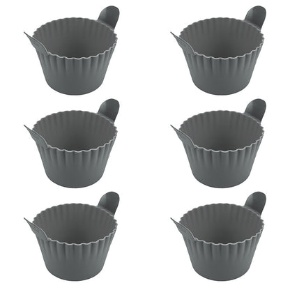 4-6 reusable silicone air fryer liners & baking cups – non-stick kitchen tools for eggs, cakes, meatballs.