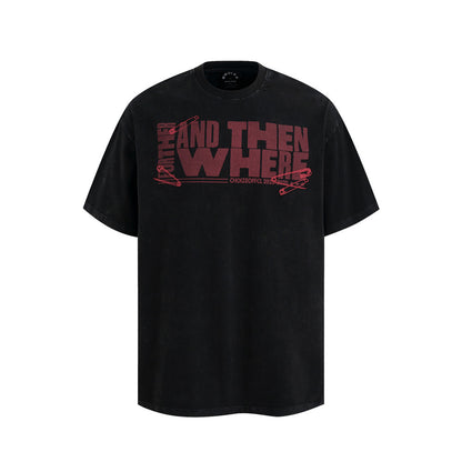 Letter Print Washed Short Sleeve T-Shirt Men's Loose Casual Half-Sleeve Top Pure Cotton