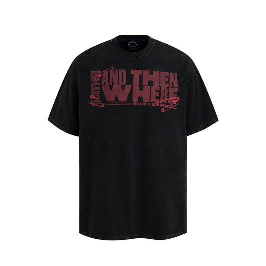 Letter Print Washed Short Sleeve T-Shirt Men's Loose Casual Half-Sleeve Top Pure Cotton