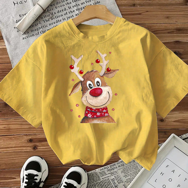 Modische Stil Kurzarm Baumwolle frauen Top Amerikanischen Weihnachten Neue Ankunft