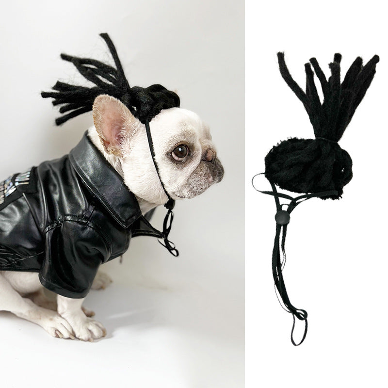 Haustierperücke Hundeperücke Halloween Haustier Accessoire lockiges Haar glattes Haar