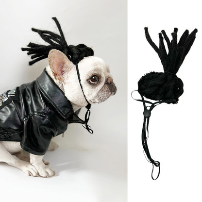 Haustierperücke Hundeperücke Halloween Haustier Accessoire lockiges Haar glattes Haar