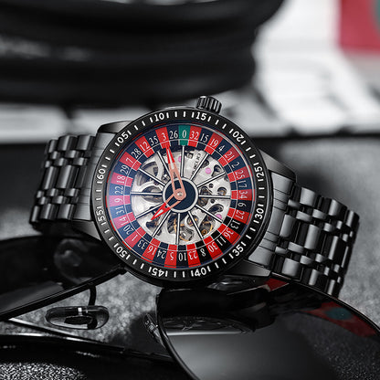 Authentic Export Wooden Wide Gamble Plate Men's Fully Automatic Mechanical Watch Waterproof Luminous Fashion Trendy Wristwatch