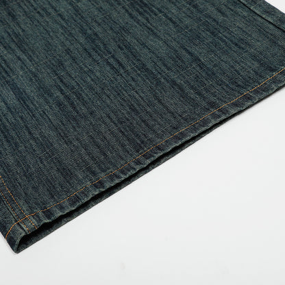 Minimalist Washed Denim Shorts Men's Versatile Street Trend Wide-Leg Mid-Length Pants Loose Straight Leg Five-Point Pants