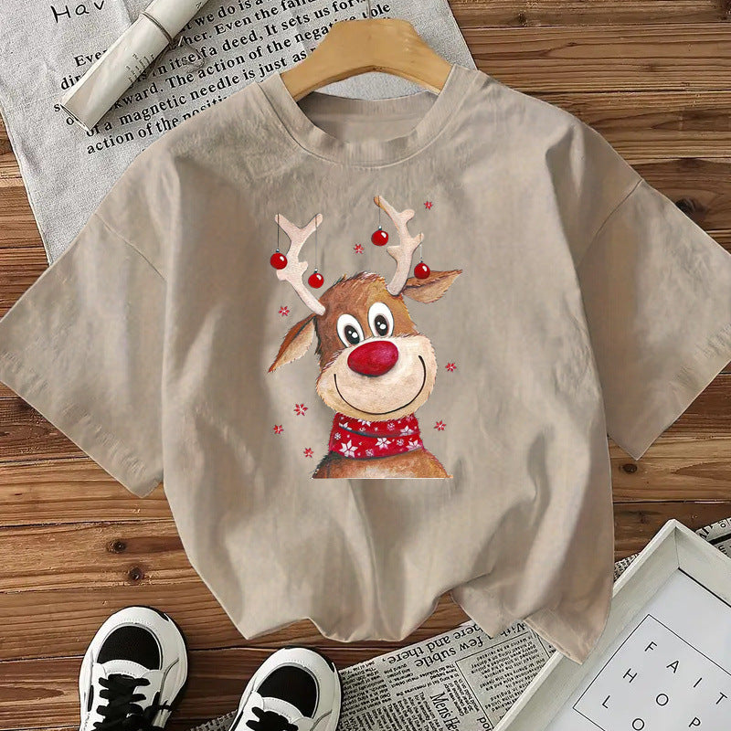 Modische Stil Kurzarm Baumwolle frauen Top Amerikanischen Weihnachten Neue Ankunft