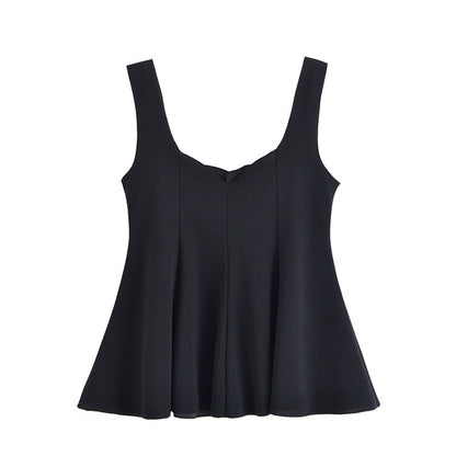 Long-Sleeved Fashionable Loose Casual Design Sense Unique Short Dress-Style Top