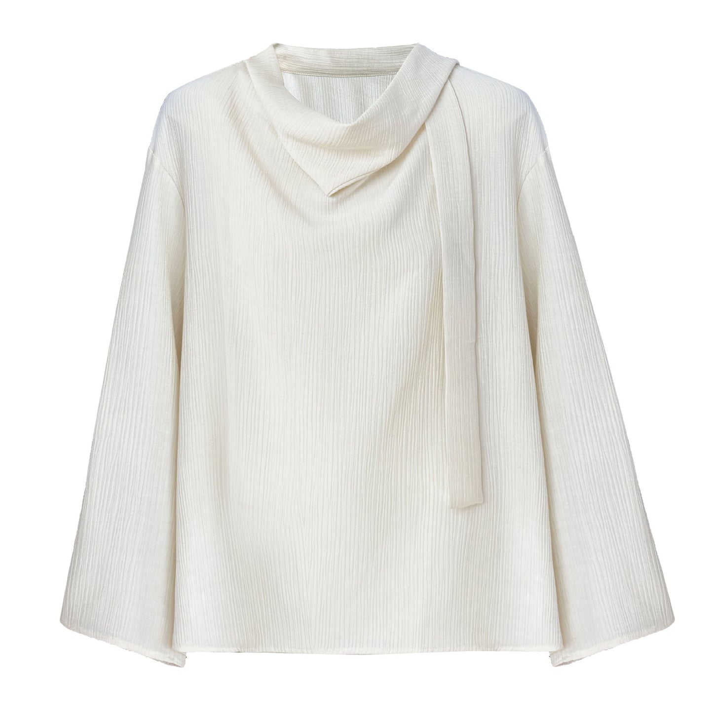 Ribbon textured shirt women's lace up commuter top