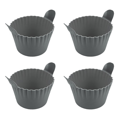 4-6 reusable silicone air fryer liners & baking cups – non-stick kitchen tools for eggs, cakes, meatballs.