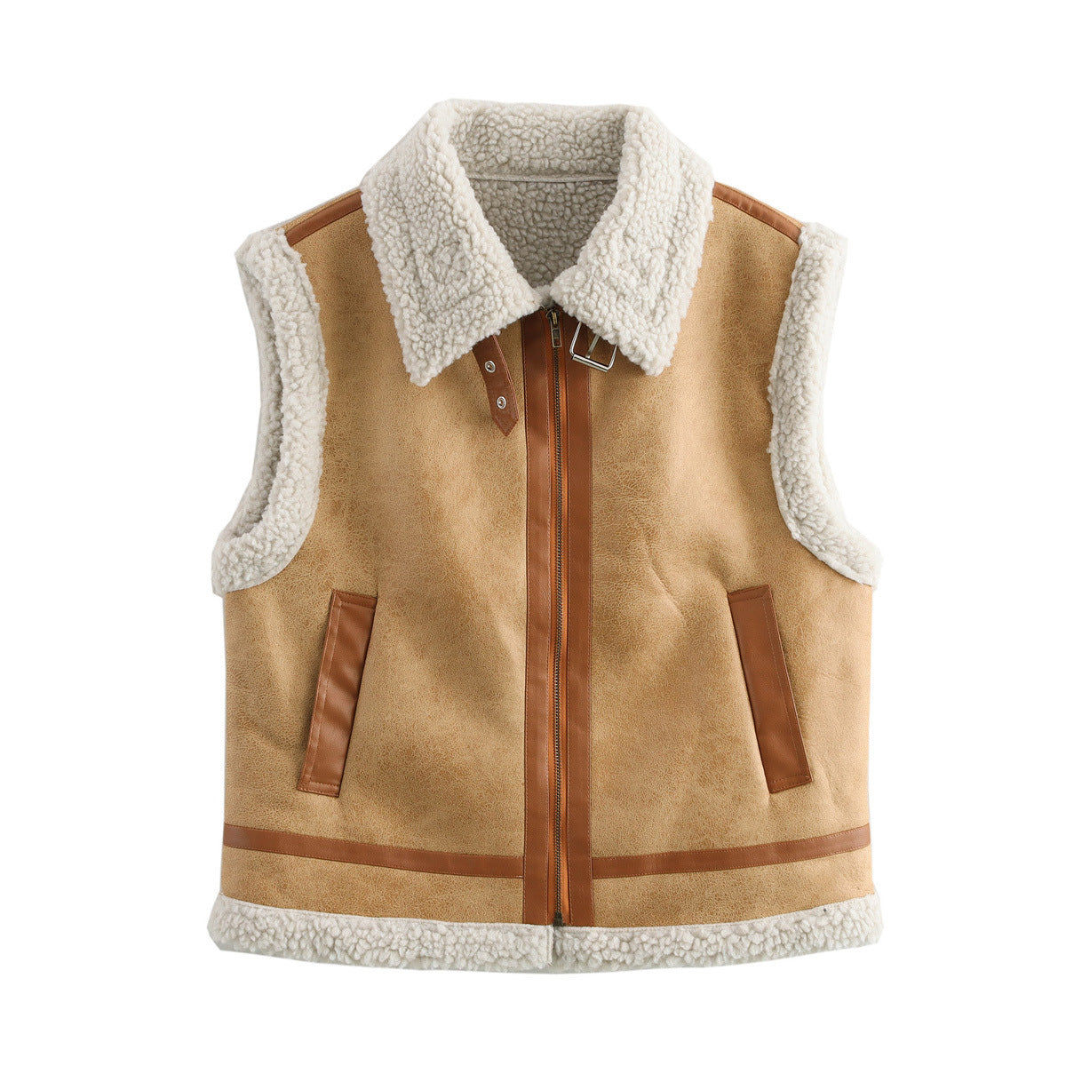Autumn and winter fashion European and American three color fur integrated vest